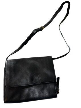 Black Leather Rachel Mini Crossbody Wallet Bag With Adjustable Strap & Gold Hard